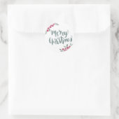 Vrolijk kerstfeest Waterverf Wreath Ronde Sticker (Tas)