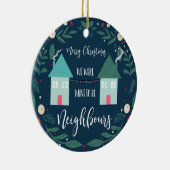 vrolijk kerstfeest.. ...we waren net buren. keramisch ornament (Rechts)