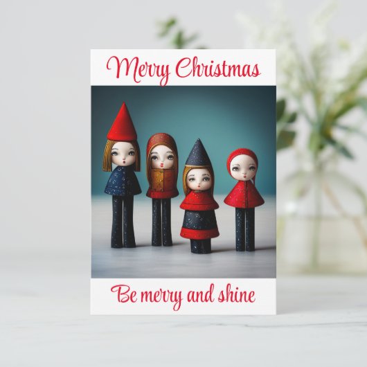 Vrolijk Kerstfeest, wees vrolijk en glans Bedankkaart (Staand voorkant)