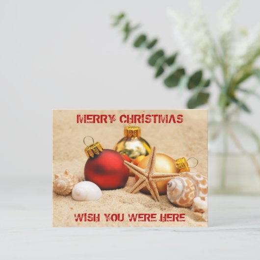 Vrolijk kerstfeest Wens dat je hier was Briefkaart (Staand voorkant)