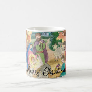 Vrolijk kerstfeest wenskaart, kleine Jesus Chri Koffiemok