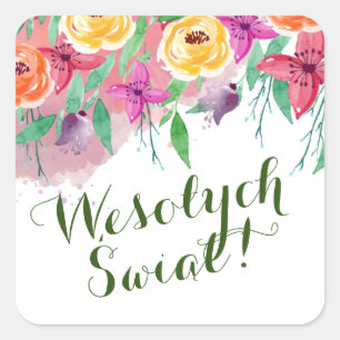 Vrolijk kerstfeest Wesołych Świąt po polsku Vierkante Sticker