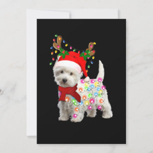 Vrolijk kerstfeest Westie Dog Reindeer Cosplay Kaart