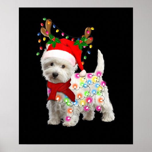 Vrolijk kerstfeest Westie Dog Reindeer Cosplay Poster (Voorkant)