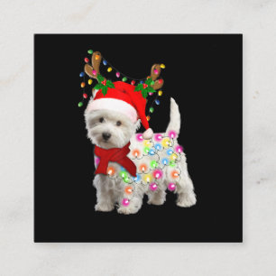 Vrolijk kerstfeest Westie Dog Reindeer Cosplay Vierkante Visitekaartje