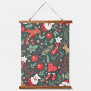 Vrolijk kerstfeest Whimsy Hangend Wandkleed