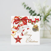Vrolijk kerstfeest White Gold Red Xmas Glitter Kaart (Staand voorkant)