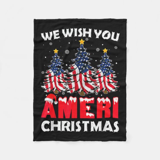 Vrolijk kerstfeest Wij wensen u Ameri Xmas America Fleece Deken (Voorkant)
