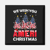 Vrolijk kerstfeest Wij wensen u Ameri Xmas America Magneet (Voorkant)