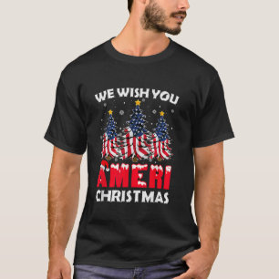 Vrolijk kerstfeest Wij wensen u Ameri Xmas America T-shirt