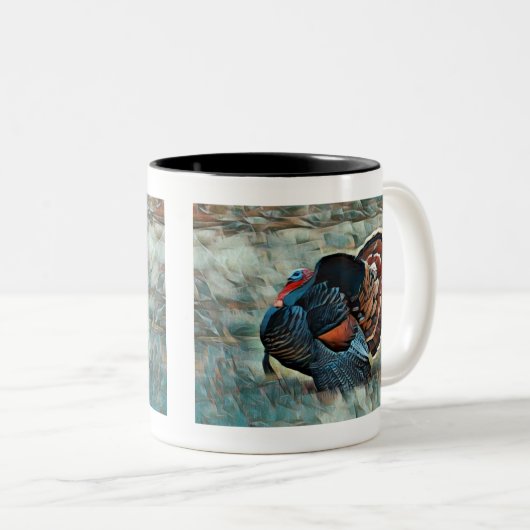 Vrolijk kerstfeest Wild Turkey Two-Tone Coffee Mok (Voorkant rechts)