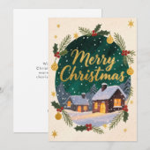 Vrolijk Kerstfeest Winter Cottage Holiday Kaart (Voorkant / Achterkant)