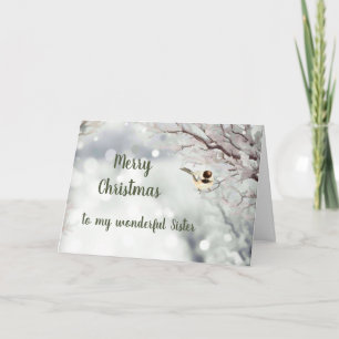 Vrolijk Kerstfeest Winter Frost Bird Sister Feestdagen Kaart