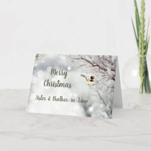 Vrolijk Kerstfeest Winter Frost Bird Zus & Broer Feestdagen Kaart