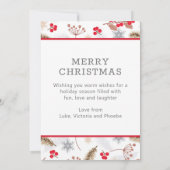 Vrolijk Kerstfeest Winter Modern Fir Holly 3 Foto (Achterkant)