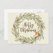 Vrolijk Kerstfeest Winter Robin briefkaart (Voorkant / Achterkant)