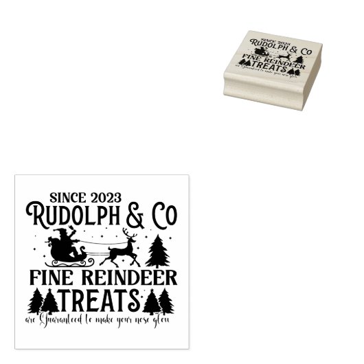Vrolijk Kerstfeest Winter Rudolph Reindeer Rubberstempel (Gestempeld)