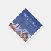 Vrolijk Kerstfeest Winter Scene Rooftops Servet (Hoek)