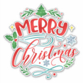 Vrolijk kerstfeest Winter Sticker (Voorkant)