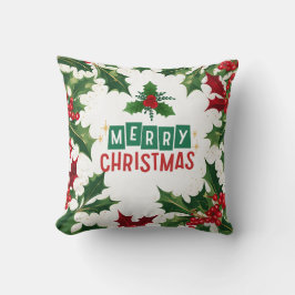 Vrolijk Kerstfeest Winter Vakantie Rood Groen Holl Kussen