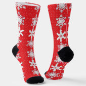 Vrolijk kerstfeest! Winter White Snowflakes Red Sokken (Gebogen)