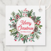 Vrolijk Kerstfeest Wintergroen Rood script Bedankjes Labels (Achterkant)