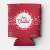 Vrolijk kerstfeest wintersneeuwvlokken rood blikjeskoeler (Voorkant)