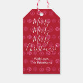 Vrolijk kerstfeest, wit script, doe-het-zelf naam, cadeaulabel (Voorkant)