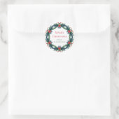 Vrolijk kerstfeest Wreath Ronde Sticker (Tas)