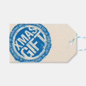 Vrolijk kerstfeest XMAS Blue & Cream, van Cadeaulabel (Voorkant (Horizontaal))