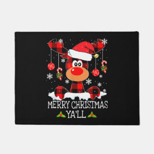 Vrolijk kerstfeest Yall Buffalo Red Plaid Rendier Deurmat