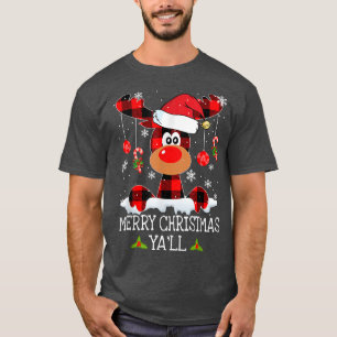 Vrolijk kerstfeest Ya'll Buffalo Red Pset Reindeer T-shirt