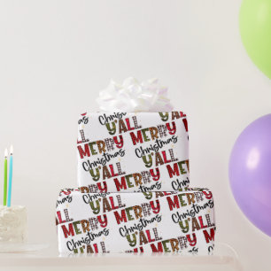 Vrolijk kerstfeest Y'All Chic Modern Pset Pattern Cadeaupapier