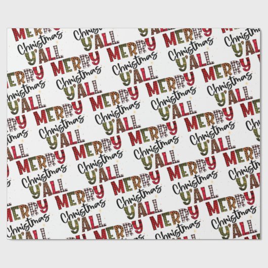 Vrolijk kerstfeest Y'All Chic Modern Pset Pattern Cadeaupapier (Vlak)