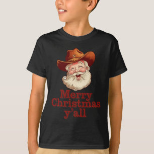 Vrolijk kerstfeest Y'all Cowboy Santa Western Coun T-shirt