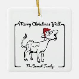 Vrolijk Kerstfeest Y'all Cowboy Theme Keramisch Ornament