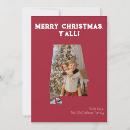 Vrolijk Kerstfeest Y'all Crimson Alabama State Fot Feestdagenkaart
