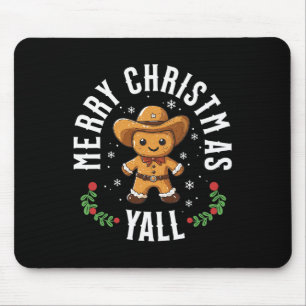 Vrolijk kerstfeest Yall Gingerbread Cowboy Howdy W Muismat