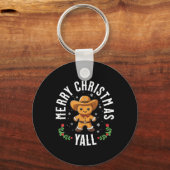 Vrolijk Kerstfeest Yall Gingerbread Cowboy Western Sleutelhanger (Voorkant)