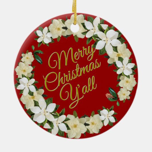 Vrolijk kerstfeest Y'all Keramisch Ornament (Achterkant)