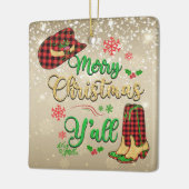 Vrolijk kerstfeest Y'all kerstversiering Keramisch Ornament (Links)