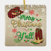 Vrolijk kerstfeest Y'all kerstversiering Keramisch Ornament (Voorkant)