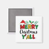 Vrolijk kerstfeest Y'all Magneet (Voorkant / Achterkant)