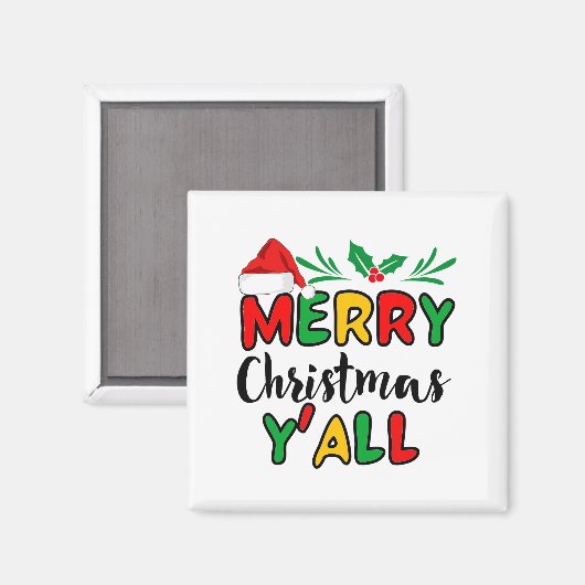 Vrolijk kerstfeest Y'all Magneet (Voorkant / Achterkant)