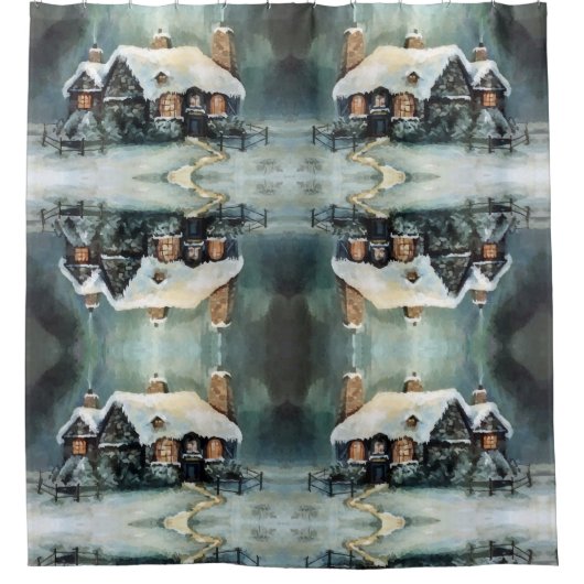 Vrolijk kerstfeest Y'All Marvelous Winter Night Douchegordijn (Voorkant)