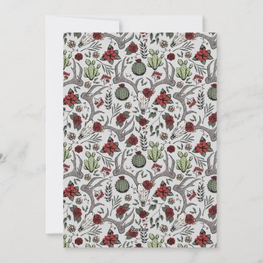 Vrolijk kerstfeest Y'All Reindeer Skull and Cactus Feestdagenkaart (Achterkant)