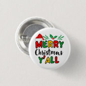 Vrolijk kerstfeest Y'all Ronde Button 3,2 Cm (Voorkant /achterkant)
