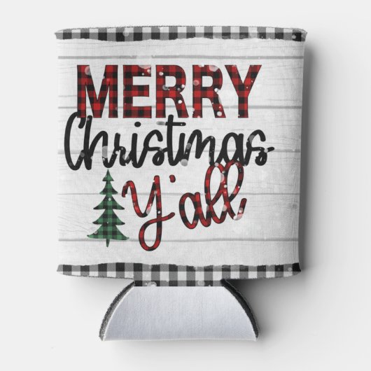 Vrolijk kerstfeest Y'all Rustic Pset Trees Feestda Blikjeskoeler (Voorkant)