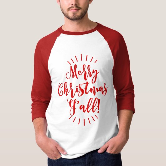 Vrolijk Kerstfeest Y'all Schattigee Typografie Uni T-shirt (Voorkant)