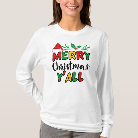 Vrolijk kerstfeest Y'all T-shirt (Voorkant)